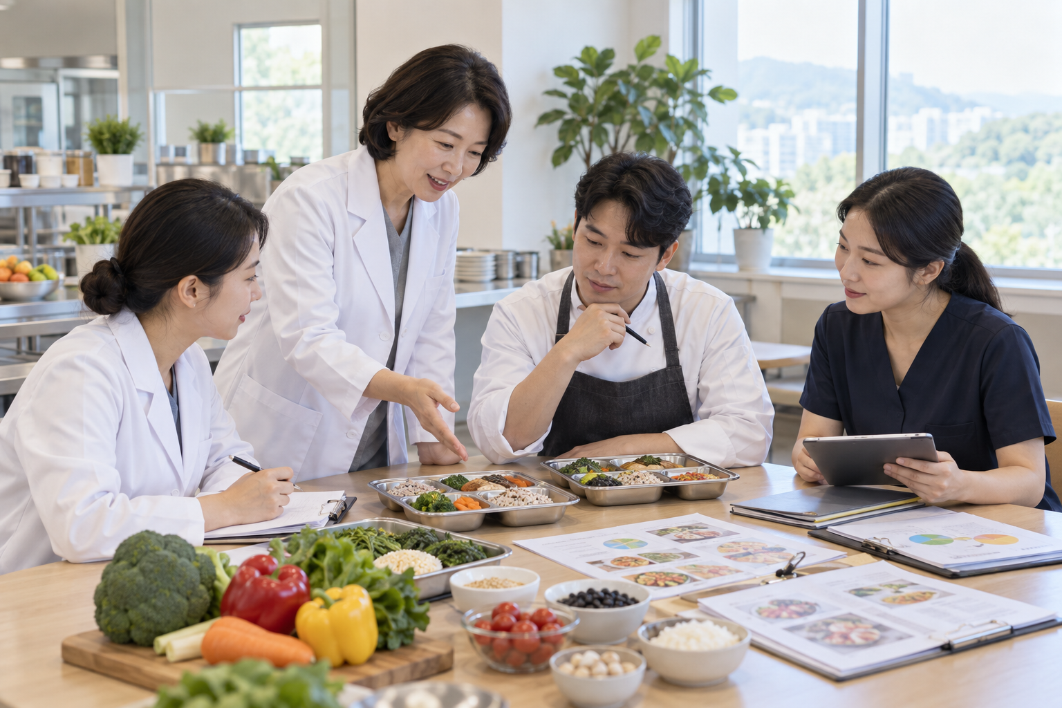 영양·급식 전문가들이 건강한 식단과 운영계획을 함께 검토하는 모습