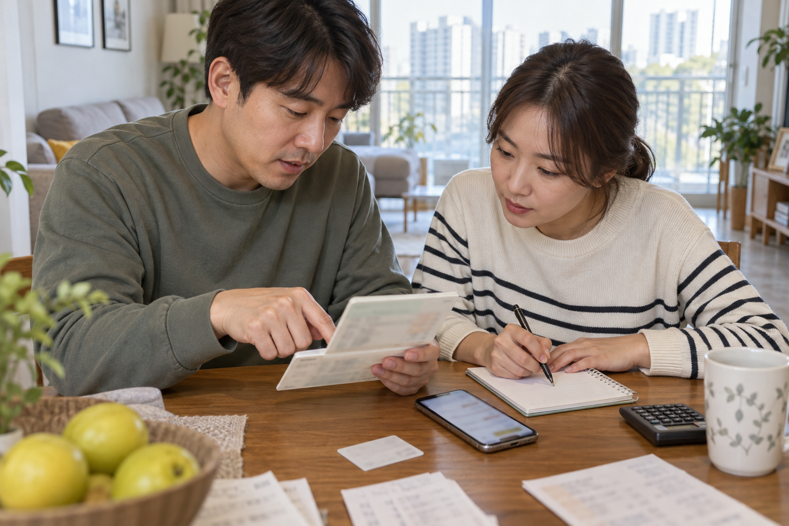화성특례시 가구가 가구주 계좌와 추석 명절위로금 입금을 확인하는 연출 장면